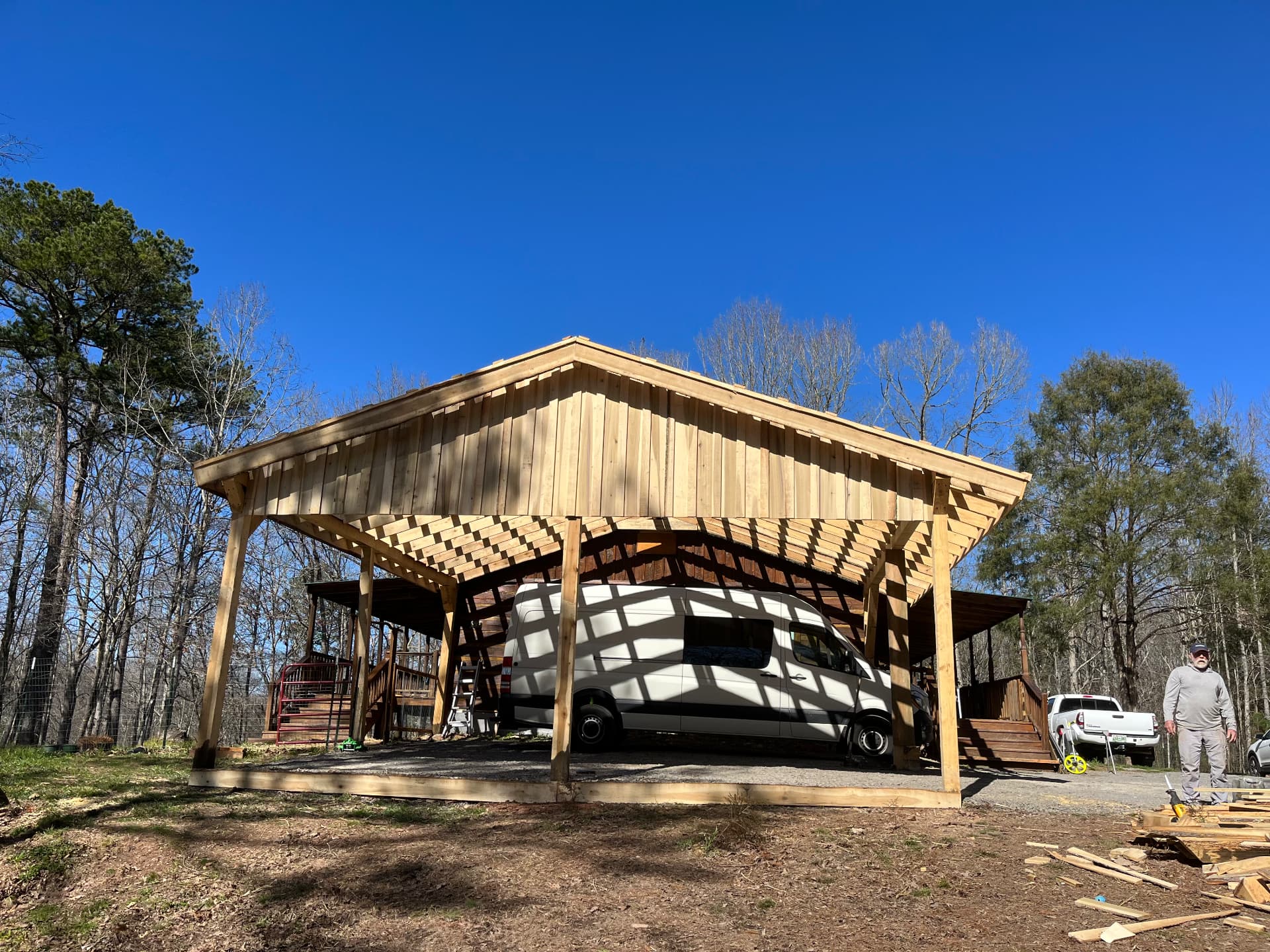 Custom timber-framed carport and lean-to garage build